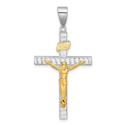 14K Two-Tone Gold Two-tone Polished and Diamond-cut Crucifix Pendant