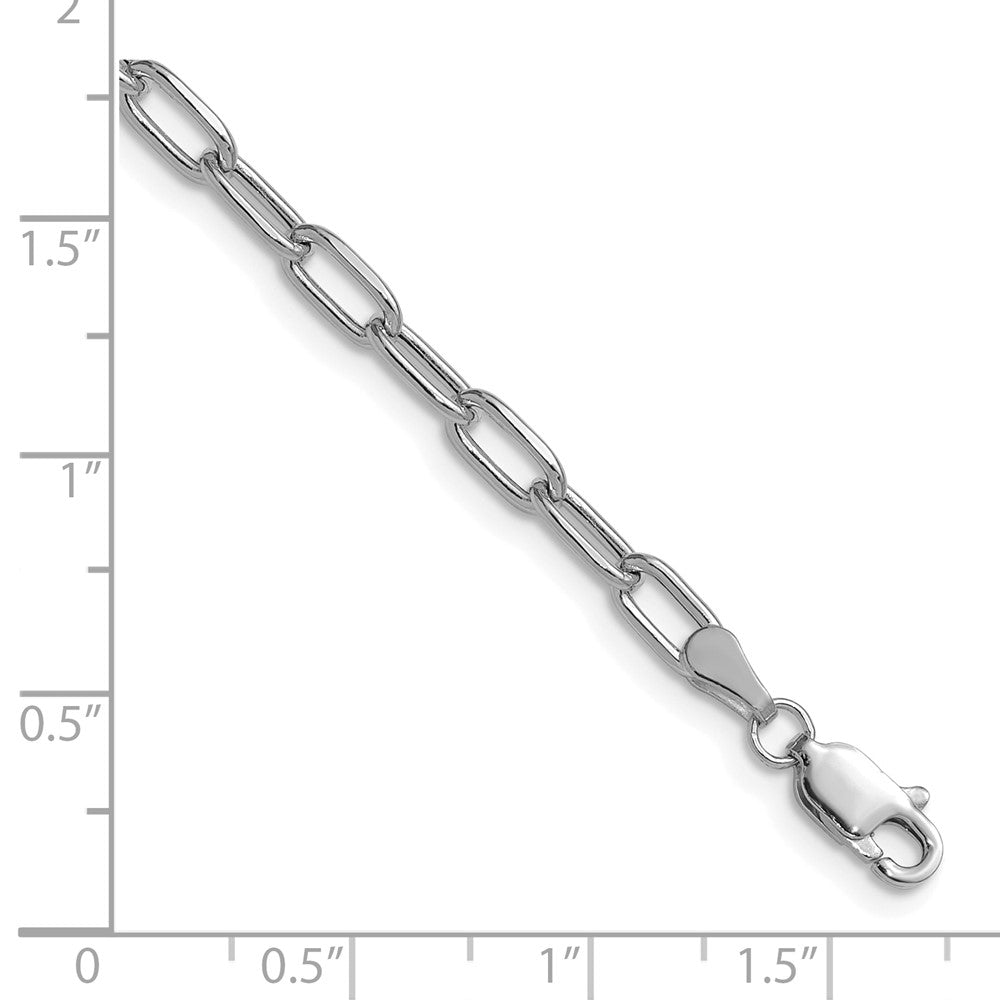 14K White Gold 3.7mm Semi-Solid Beveled Paperclip Chain Bracelet