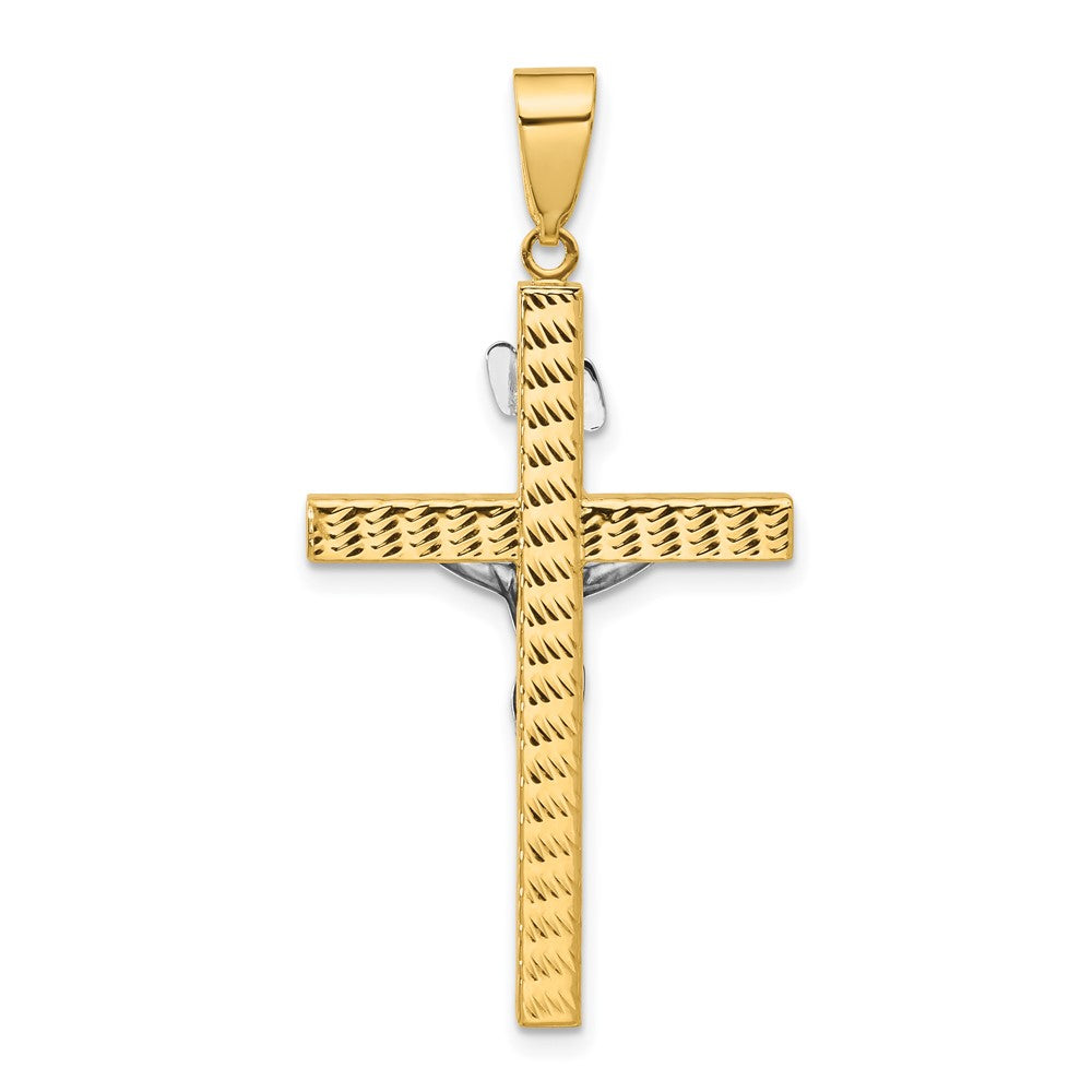 14K Two-Tone Gold Two-tone Polished and Diamond-cut Crucifix Pendant