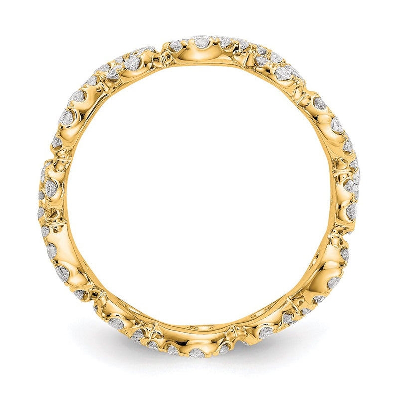 14K Yellow Gold Polished Infinity Shared U Prong Size 6.5 Diamond Eternity Wedding Band Ring