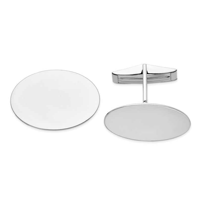 14K White Gold Men's Oval Cuff Links