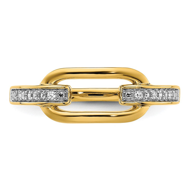 14K Yellow Gold Polished Diamond Link Fashion Ring
