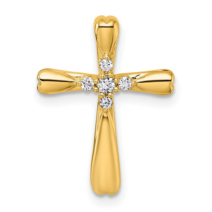 14K Yellow Gold 1/10 carat Diamond 5-Stone Cross Slide Pendant
