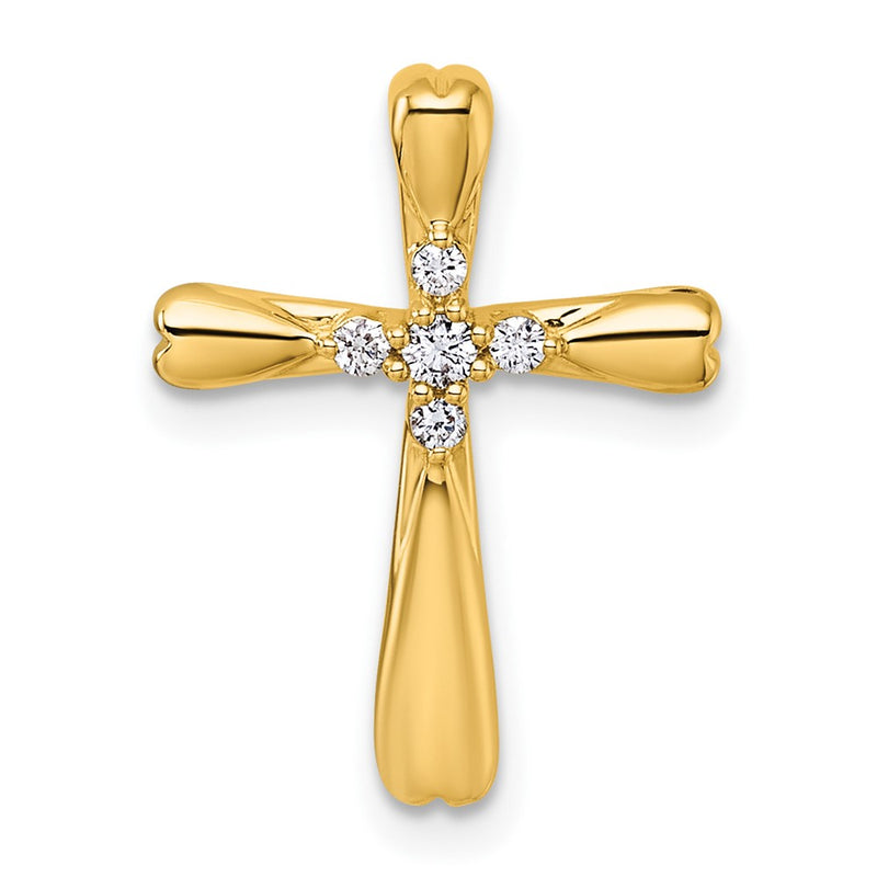 14K Yellow Gold 1/10 carat Diamond 5-Stone Cross Slide Pendant