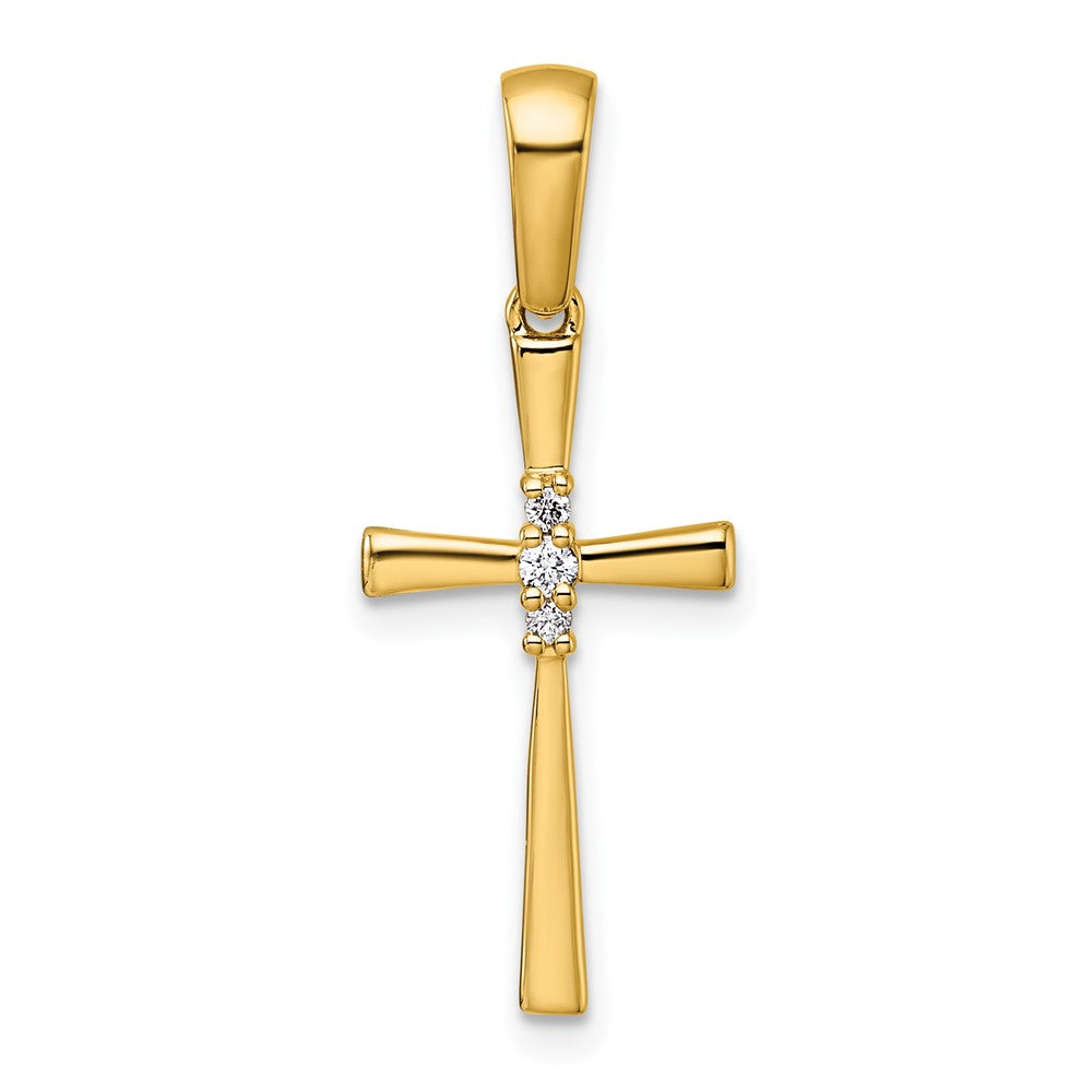 14K Yellow Gold 1/20 carat Diamond Cross Pendant