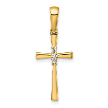 14K Yellow Gold 1/20 carat Diamond Cross Pendant