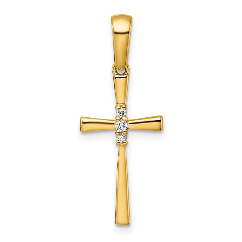 14K Yellow Gold 1/20 carat Diamond Cross Pendant