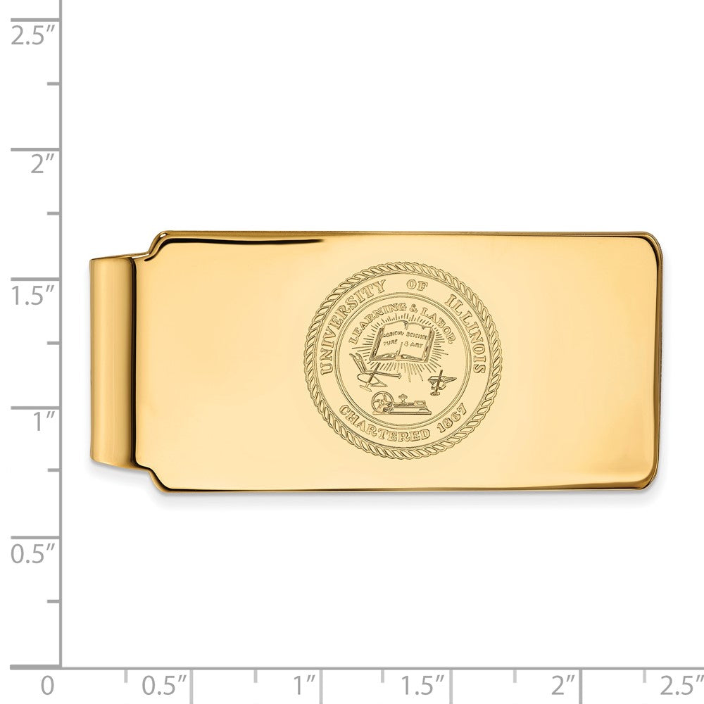 10K Yellow Gold Gold LogoArt University of Illinois Crest Money Clip