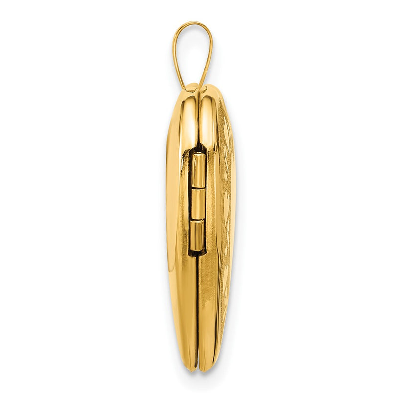 14K Yellow Gold Textured and Polished Heart Border 20mm Heart Locket