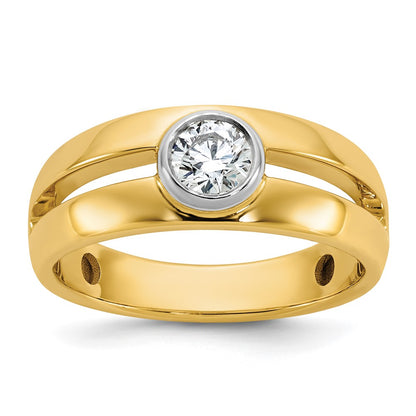 IBGoodman 14K Two-Tone 1/2 carat Lab Grown Diamond VS/SI+ G+ Complete Men's Wedding Band Ring
