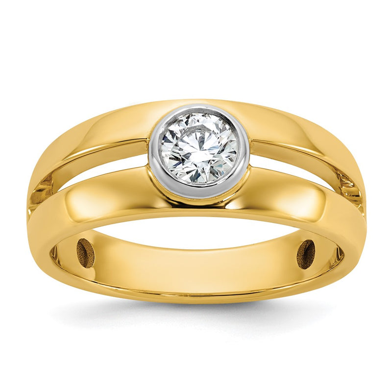 IBGoodman 14K Two-Tone 1/2 carat Lab Grown Diamond VS/SI+ G+ Complete Men's Wedding Band Ring