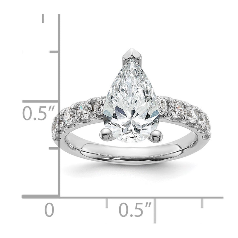 14K White Gold 3 3/4 carat Certified Lab Grown Diamond VS+ F+ Pear Complete Engagement Ring