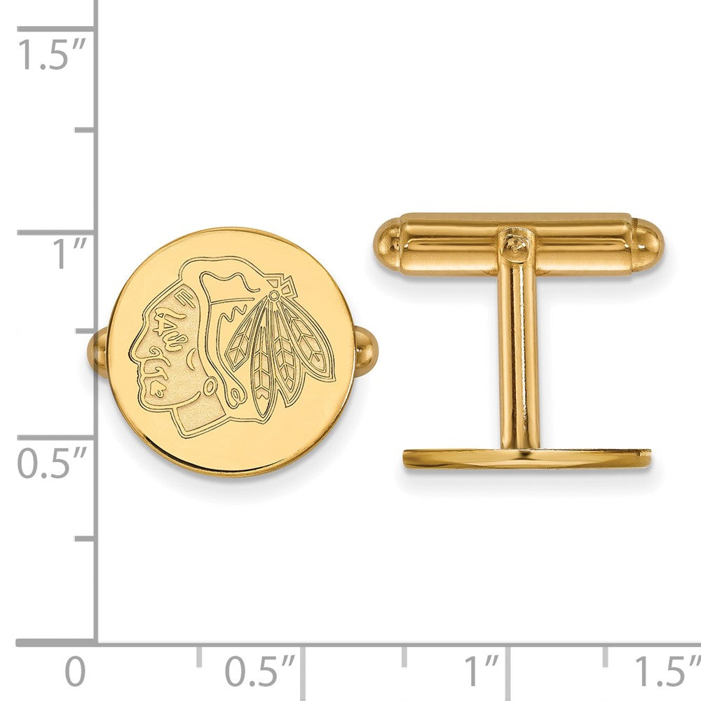 14K Yellow Gold Gold NHL LogoArt Chicago Blackhawks Cuff Links