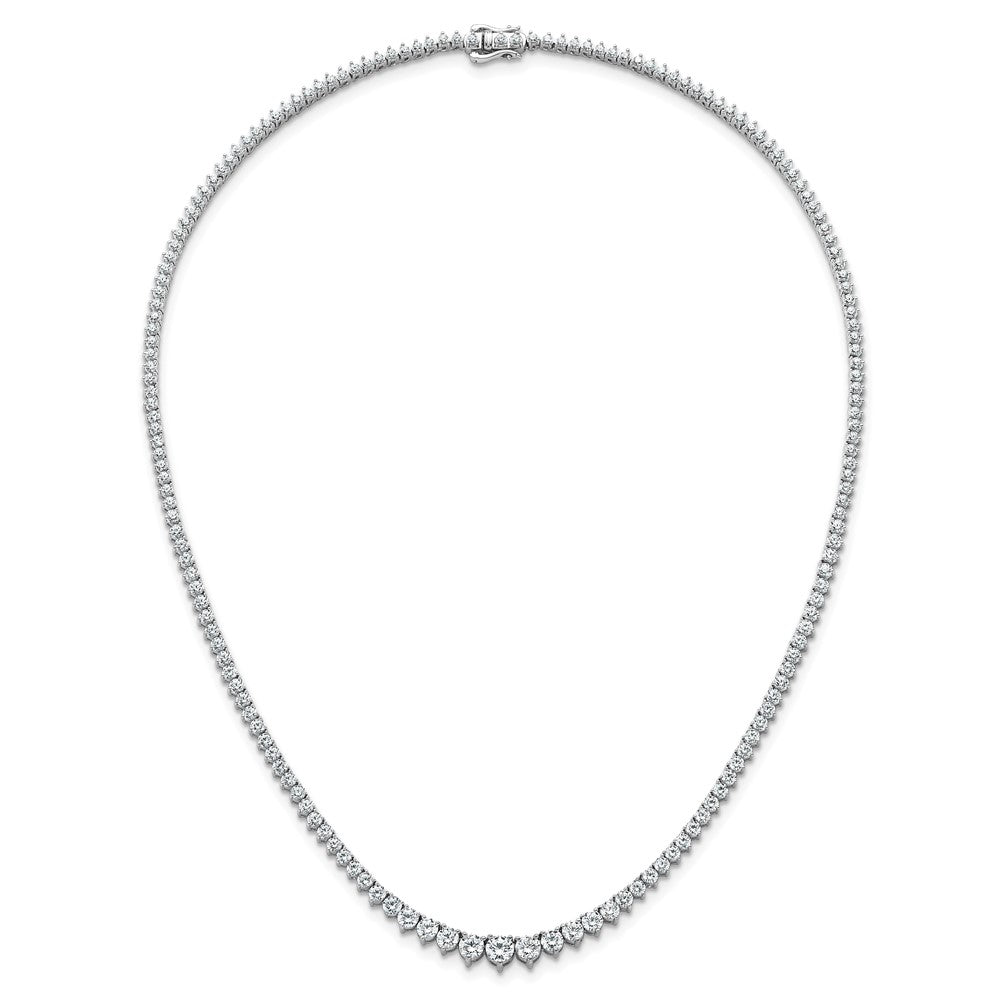 14K White Gold 10 7/8 carat Lab Grown Diamond VS/SI+ G+ Complete Round 18 Inch Graduated Tennis Necklace
