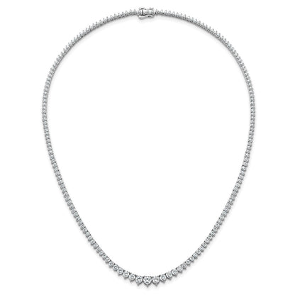 14K White Gold 10 7/8 carat Lab Grown Diamond VS/SI+ G+ Complete Round 18 Inch Graduated Tennis Necklace