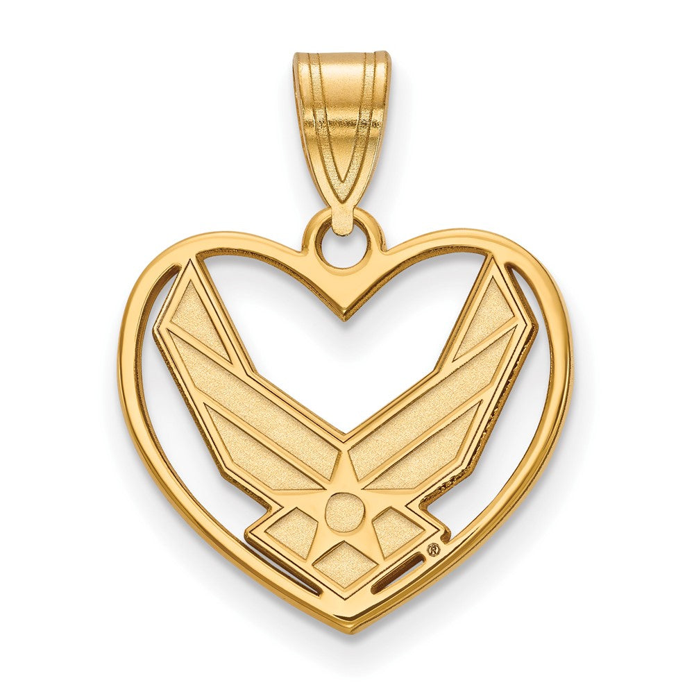 14K Yellow Gold Gold LogoArt U.S. Air Force Heart Pendant