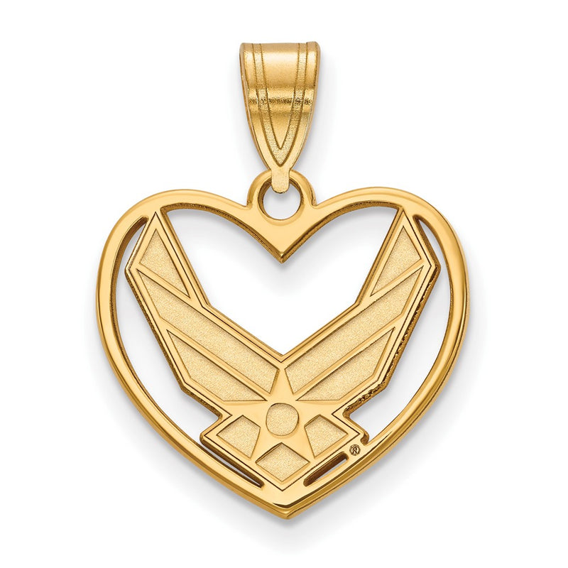 14K Yellow Gold Gold LogoArt U.S. Air Force Heart Pendant