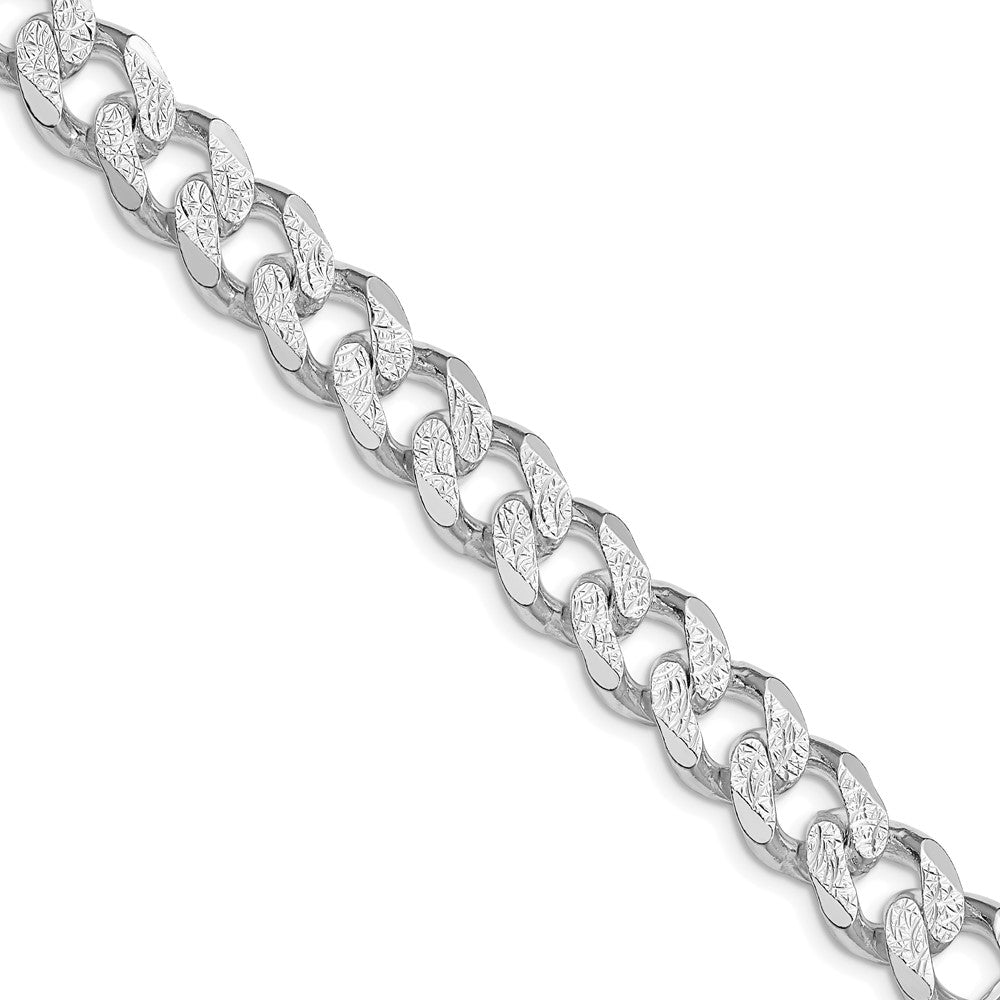 Sterling Silver Rhodium-plated 11.0mm Pav‚ Curb 26 Inch Chain