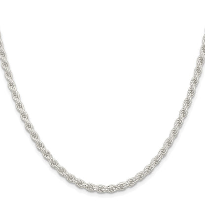 Sterling Silver Rhodium-plated 4.5mm Solid Rope 30 Inch Chain