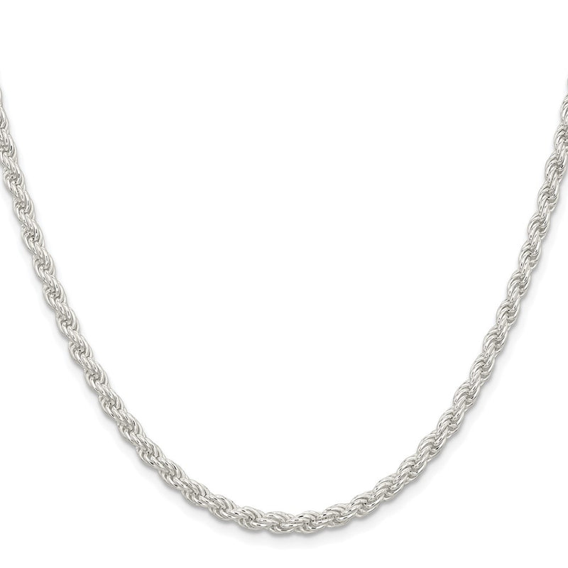 Sterling Silver Rhodium-plated 4.5mm Solid Rope 30 Inch Chain
