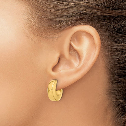 14K Yellow Gold Polished J-Hoop Post Earrings