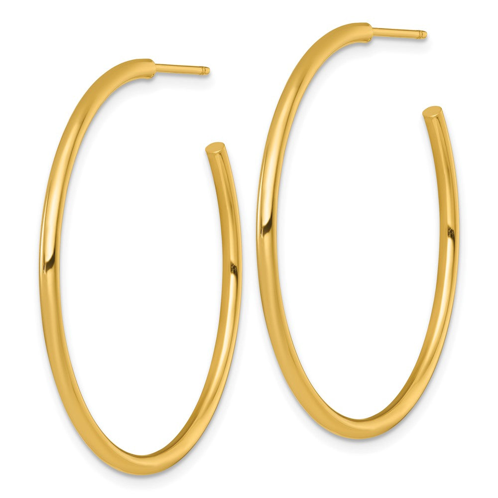 14K Yellow Gold Polished 2.0 x 40mm Tube C-Hoop Post Earrings