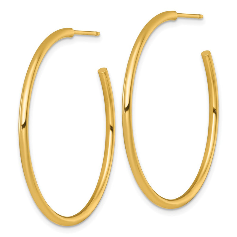 14K Yellow Gold Polished 2.0 x 40mm Tube C-Hoop Post Earrings