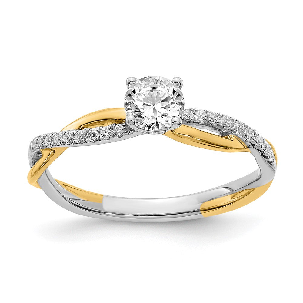 14K White & Yellow Gold SEMI Eng Ring: Rd 18-200's - Dia:A Mel:S53