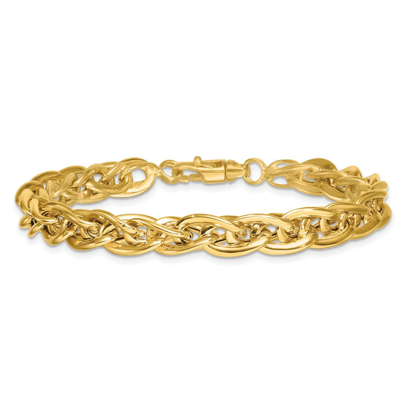 14K Yellow Gold Polished 5.2mm Fancy Rope Link Chain Bracelet