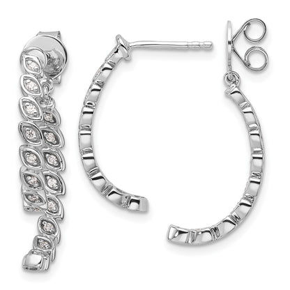 14K White Gold Polished 1/5 carat Diamond Front and Back Dangle Earrings