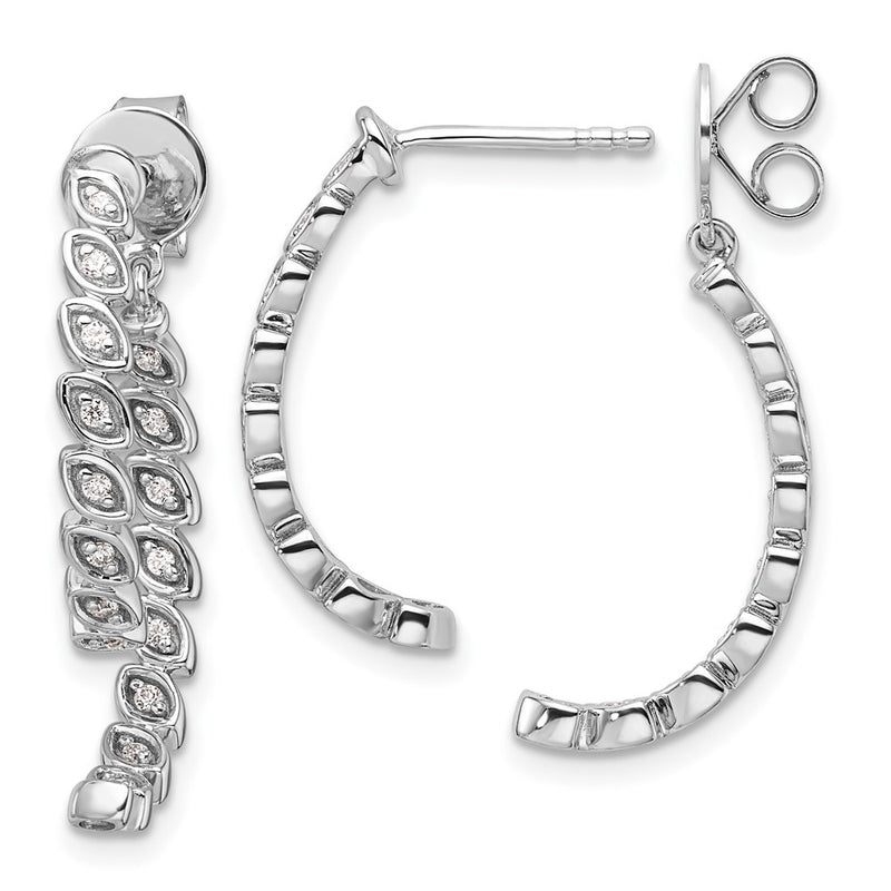 14K White Gold Polished 1/5 carat Diamond Front and Back Dangle Earrings