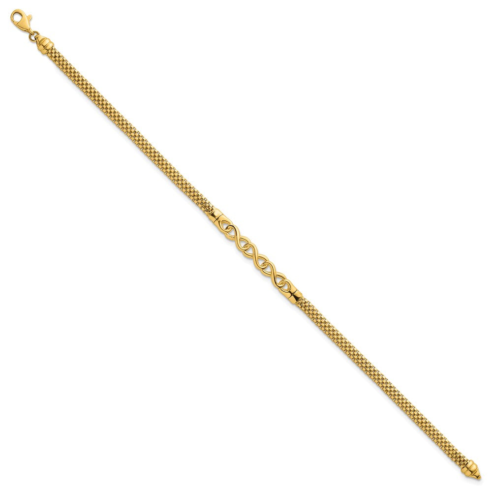 14K Yellow Gold Polished 3-Infinity 7.5 Inch Fancy Mesh Link Bracelet