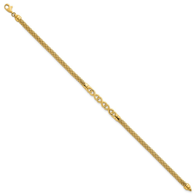 14K Yellow Gold Polished 3-Infinity 7.5 Inch Fancy Mesh Link Bracelet