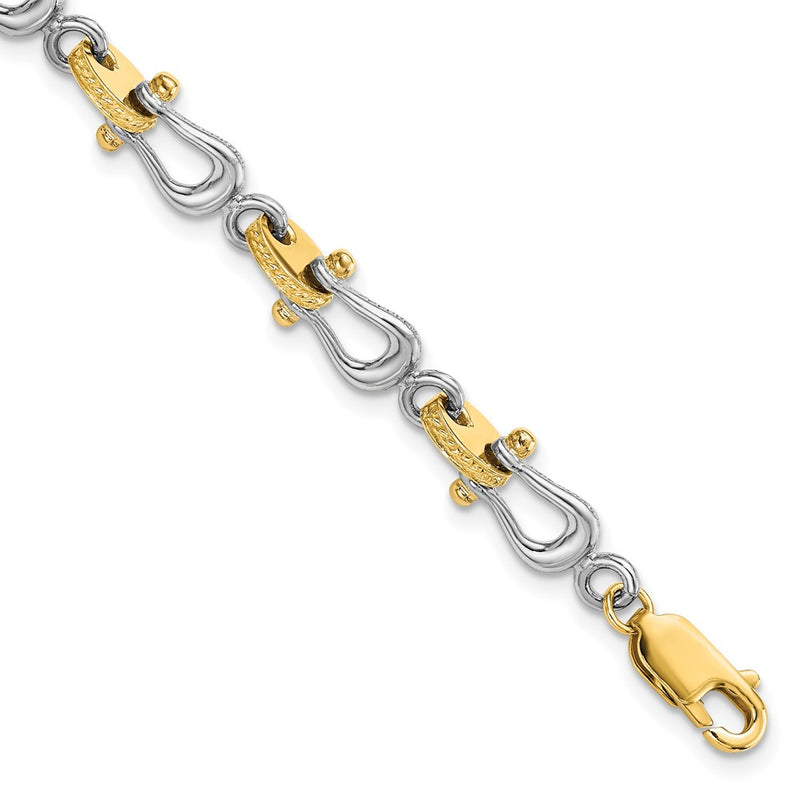 14K Two-Tone Gold Two-tone Polished Anchor Shackle 8 Inch Bracelet