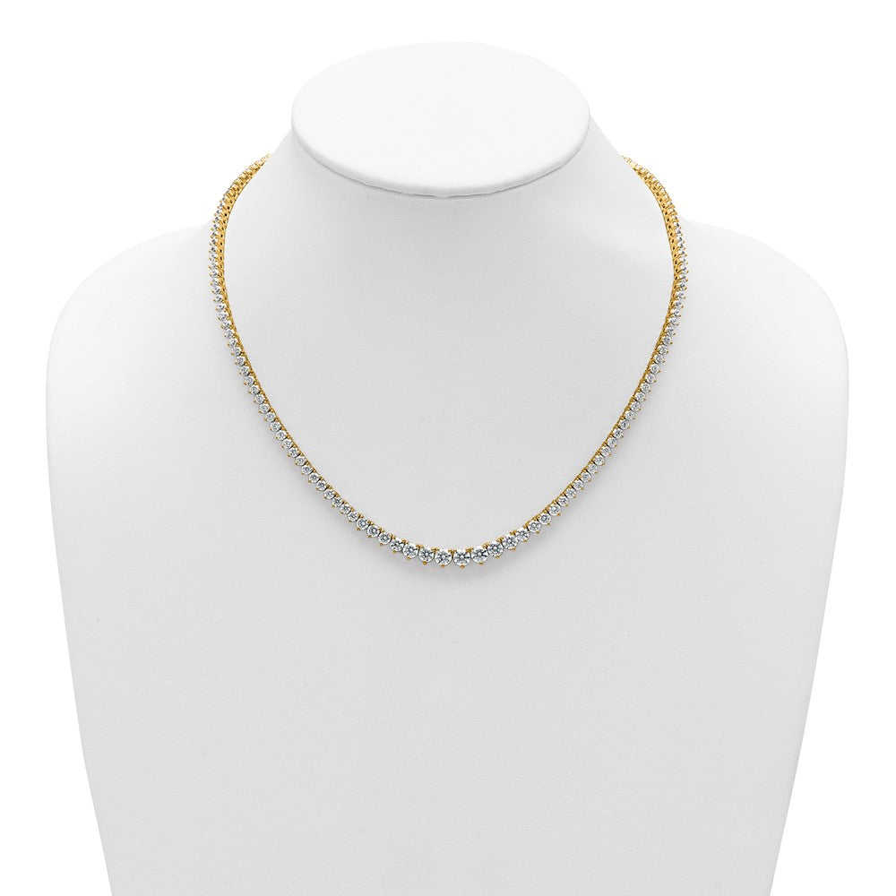 14K Yellow Gold 16 1/3 carat Lab Grown Diamond VS/SI+ G+ Complete Round 18 Inch Graduated Tennis Necklace