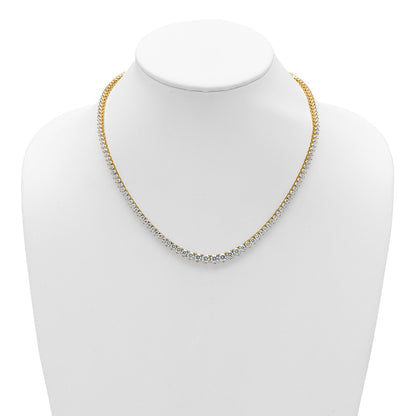 14K Yellow Gold 16 1/3 carat Lab Grown Diamond VS/SI+ G+ Complete Round 18 Inch Graduated Tennis Necklace