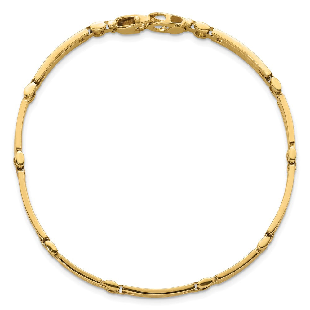 14K Yellow Gold Polished and Brushed 6.7mm Fancy Multi Link Bar 8.25 Inch Bracelet