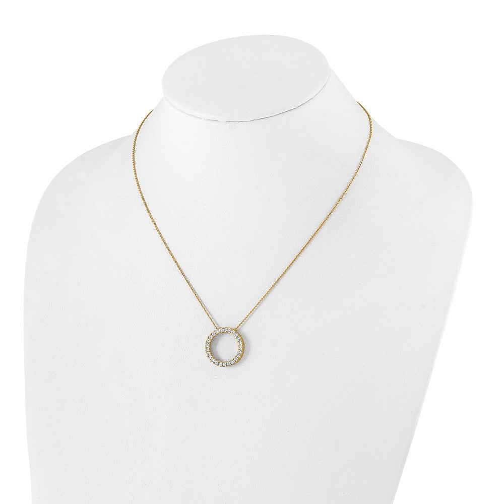 14K Yellow Gold Polished 1 carat Diamond Circle 18 Inch Necklace