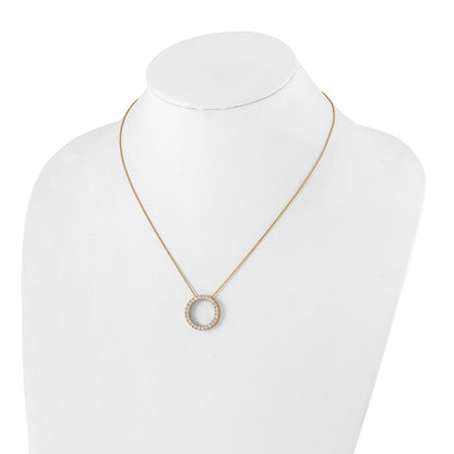 14K Yellow Gold Polished 1 carat Diamond Circle 18 Inch Necklace