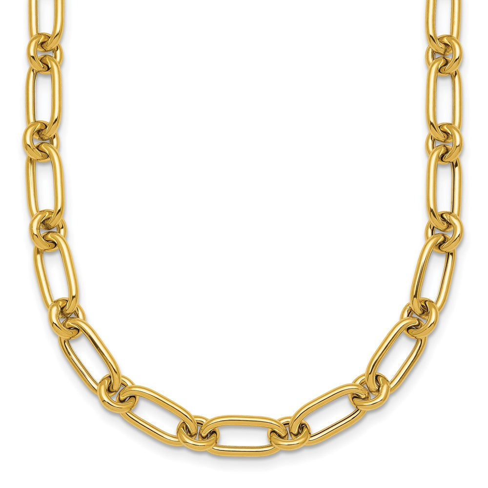 14K Yellow Gold Polished 6mm Oval and Circle Link 18 Inch Necklace