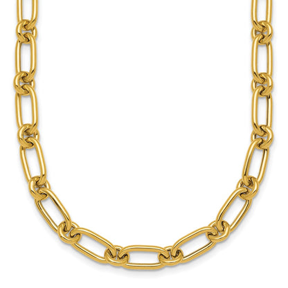 14K Yellow Gold Polished 6mm Oval and Circle Link 18 Inch Necklace