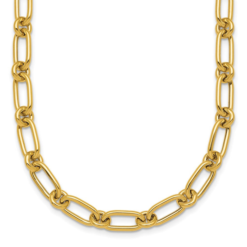 14K Yellow Gold Polished 6mm Oval and Circle Link 18 Inch Necklace
