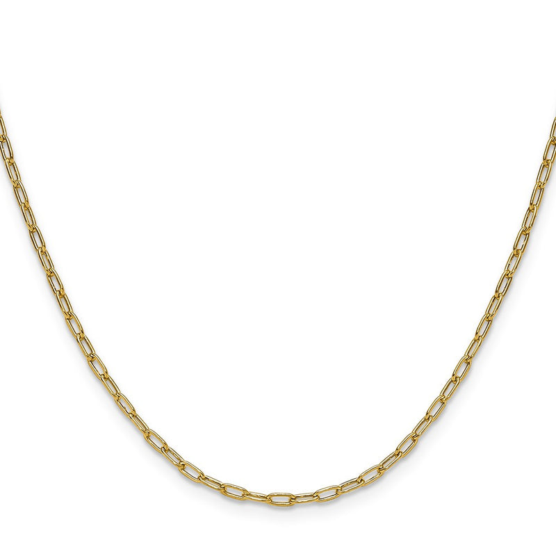 14K Yellow Gold 2.2mm Semi-Solid Beveled Paperclip Chain Necklace