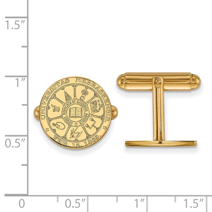 14K Yellow Gold Gold LogoArt University of Nebraska Crest Cuff Links