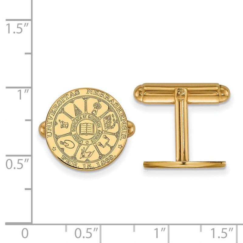 14K Yellow Gold Gold LogoArt University of Nebraska Crest Cuff Links