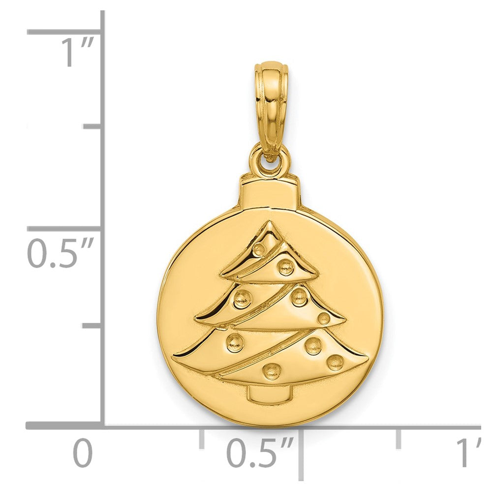 14K Yellow Gold Polished Christmas Tree Ornament Pendant
