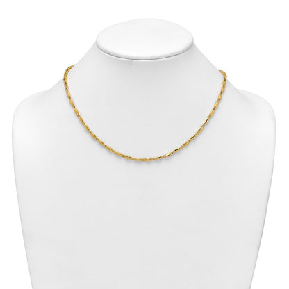 14K Yellow Gold Polished 3mm Fancy Bar Link 18 Inch Necklace