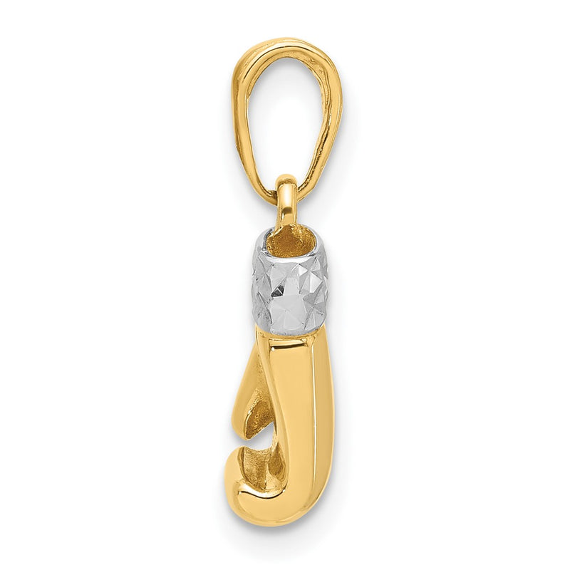 14K Yellow Gold and Rhodium Diamond-cut Boxing Glove Pendant