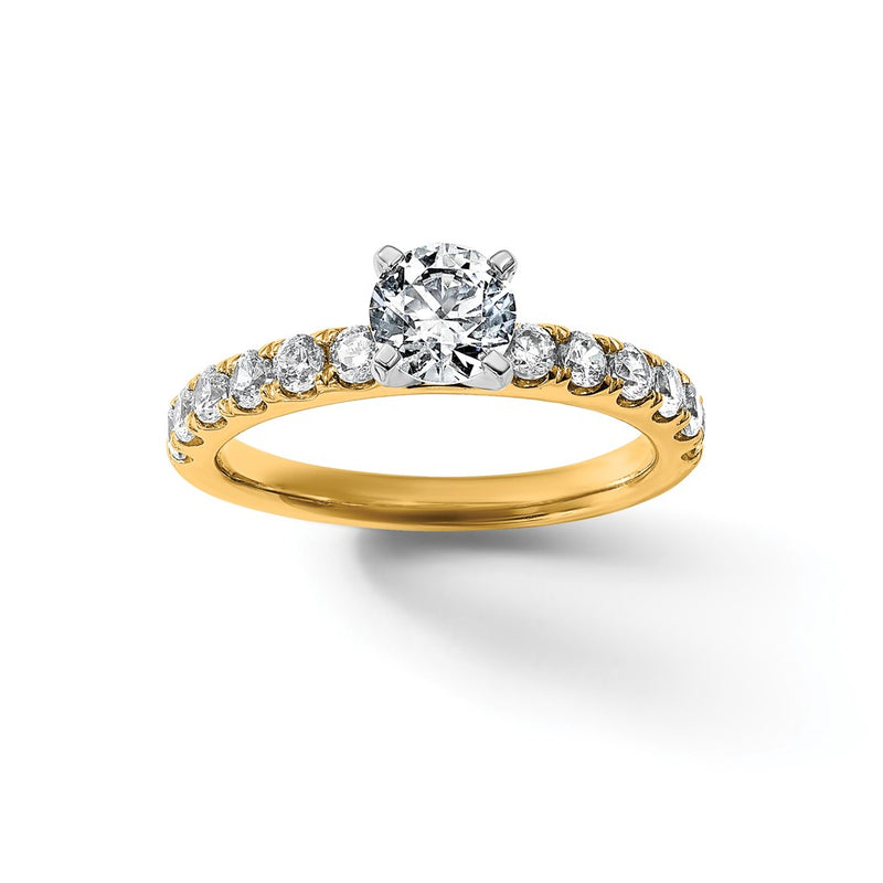 14K Yellow Gold Certified 2 3/4 carat Lab Grown Diamond VS+ F+ Round Complete Engagement Ring