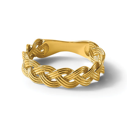 14K Yellow Gold Polished Fancy Braided Size 7 Ring
